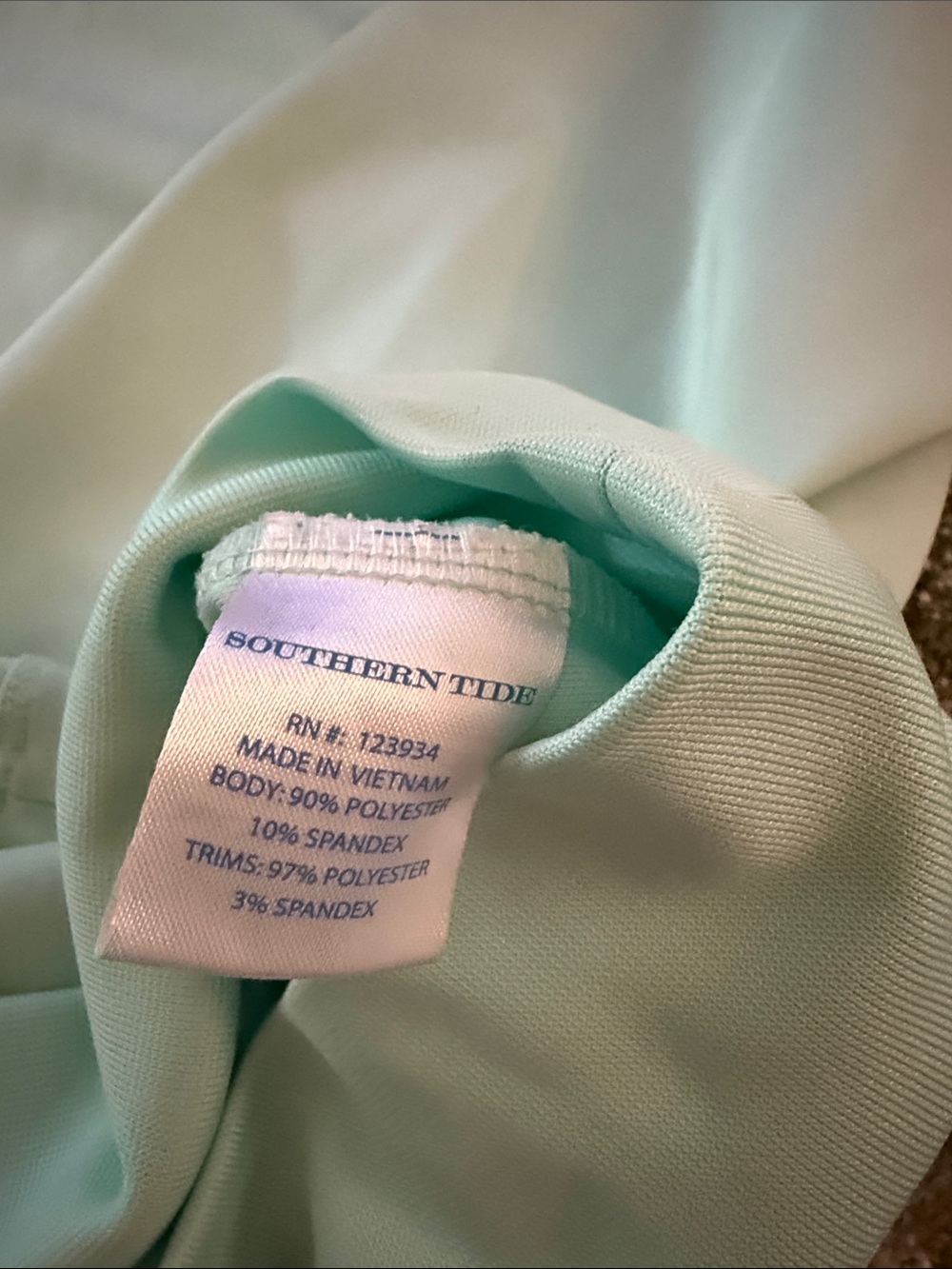 Southern Tide Mint Green Quarter-Zip Pullover with Navy Collar - Picture 3 of 9